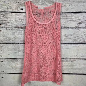 Maurices Pink Lace Sheer Tank Top Size M